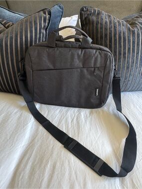 Lenovo charcoal Black Laptop Messenger Bag with Adjustable Strap